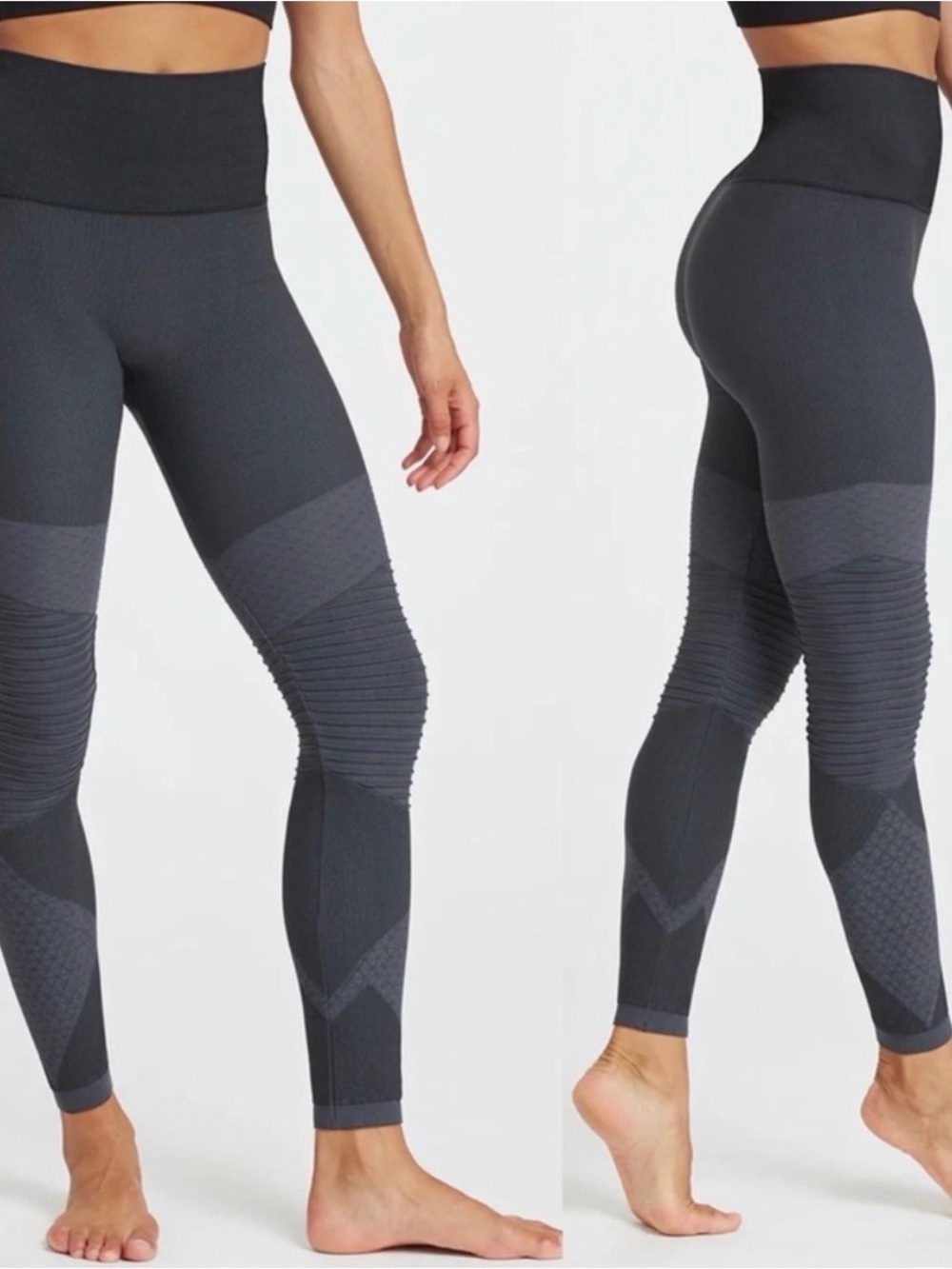SPANX High-Waist Textured Dark Gray Seamless Leggings
